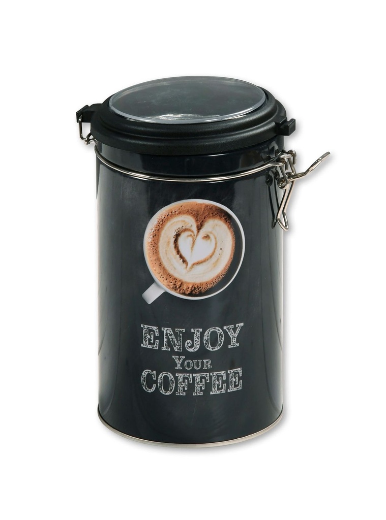 [17314] Kaffeedose aus Metall mit Bügelverschluss – Luftdicht, Schwarz, 19x11 cm