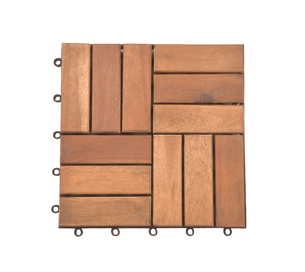 [17480] Bodenfliesen Set 11 Stück Akazie geölt 1 m² Klicksystem