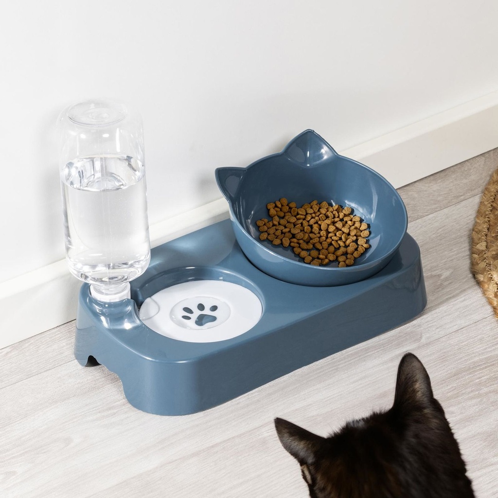 [17761] Futterstation für Katzen mit Napf in Katzenkopf-Optik