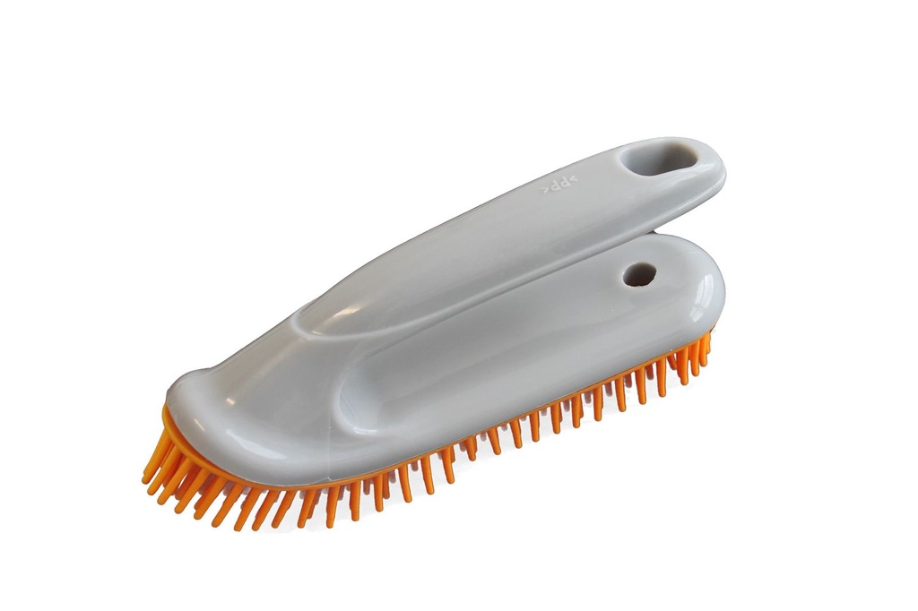 [17889] Gummihandbürste Kunststoff Grau-Orange für effektive Reinigung