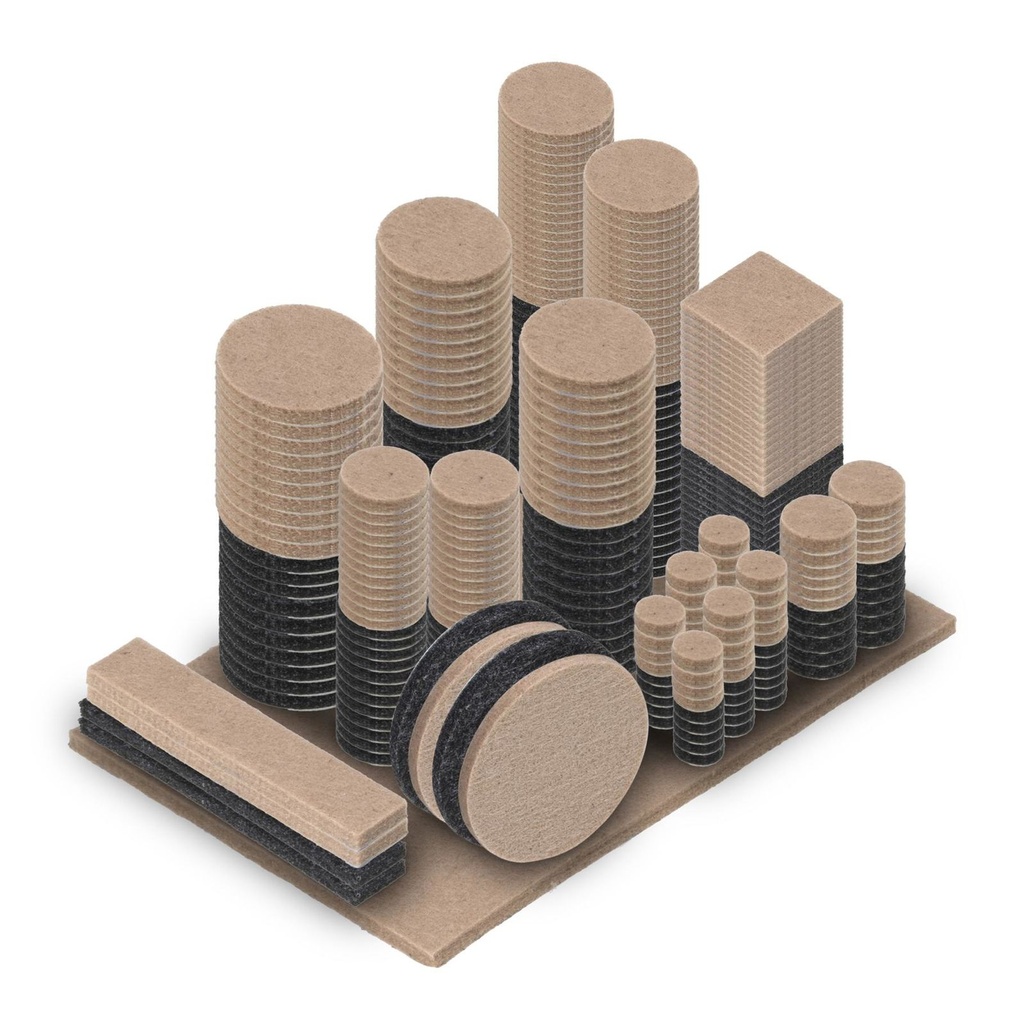 [17914] Filzgleiter Set 300 teilig selbstklebend schwarz beige mehrere Größen