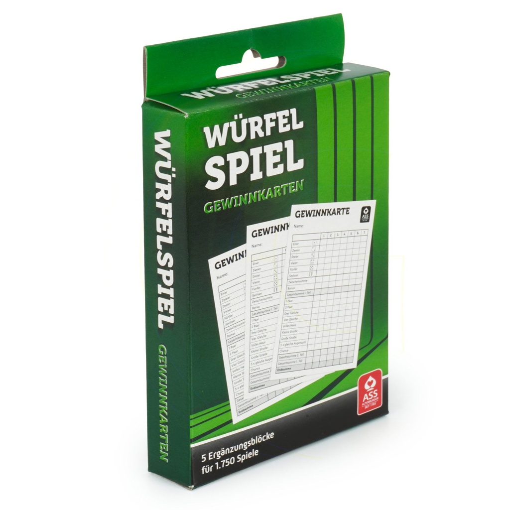 [17948] Würfelspiel Gewinnkarten 5 Blöcke für Yatzi & andere Würfelspiele