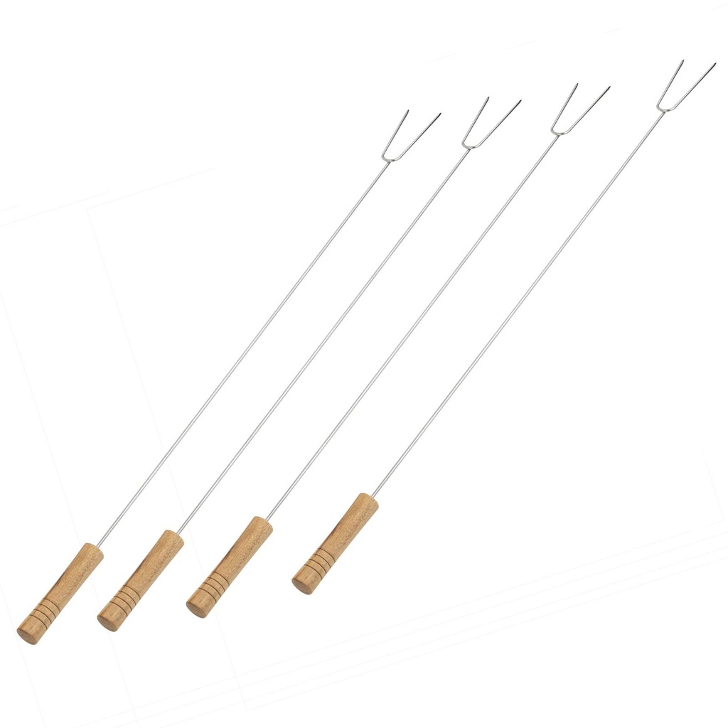 [17967] 4er Set Grillspieße – Edelstahl & Holz, 75 cm – Ideal für Lagerfeuer