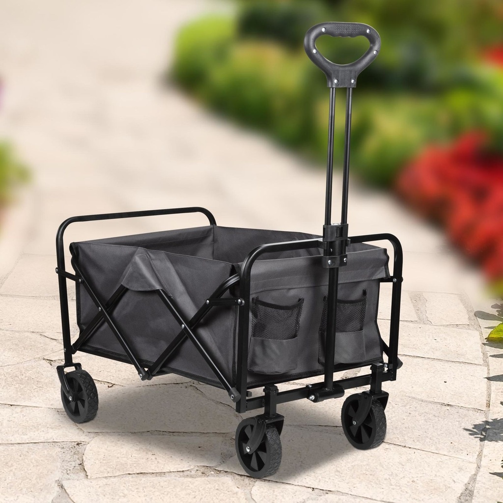 [18020] Faltbarer Bollerwagen mit Teleskopgriff, 80 kg Traglast, grau