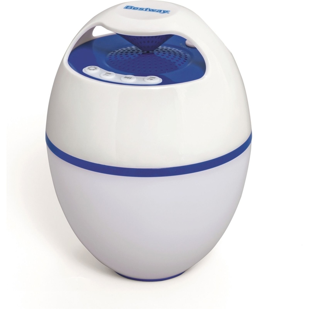 [18107] Bestway Flowclear schwimmender LED Bluetooth Lautsprecher weiß blau