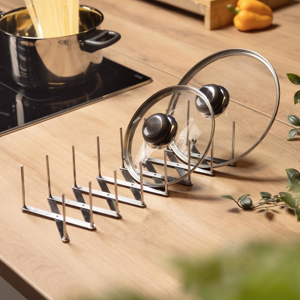 [18111] Ausziehbarer Topfdeckelhalter aus Edelstahl 9,5–80cm