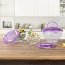 Salatschüssel Set 3-teilig mit Tragegriff lila Deckel Polypropylen