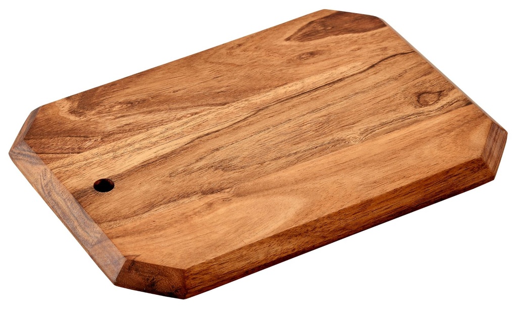 [18212] Schneidbrett Akazienholz mit Loch zum Aufhängen 28x20 cm