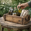 Deko Holzkiste Ziegelform aus recyceltem Holz mit Metallgriff 33x16 cm