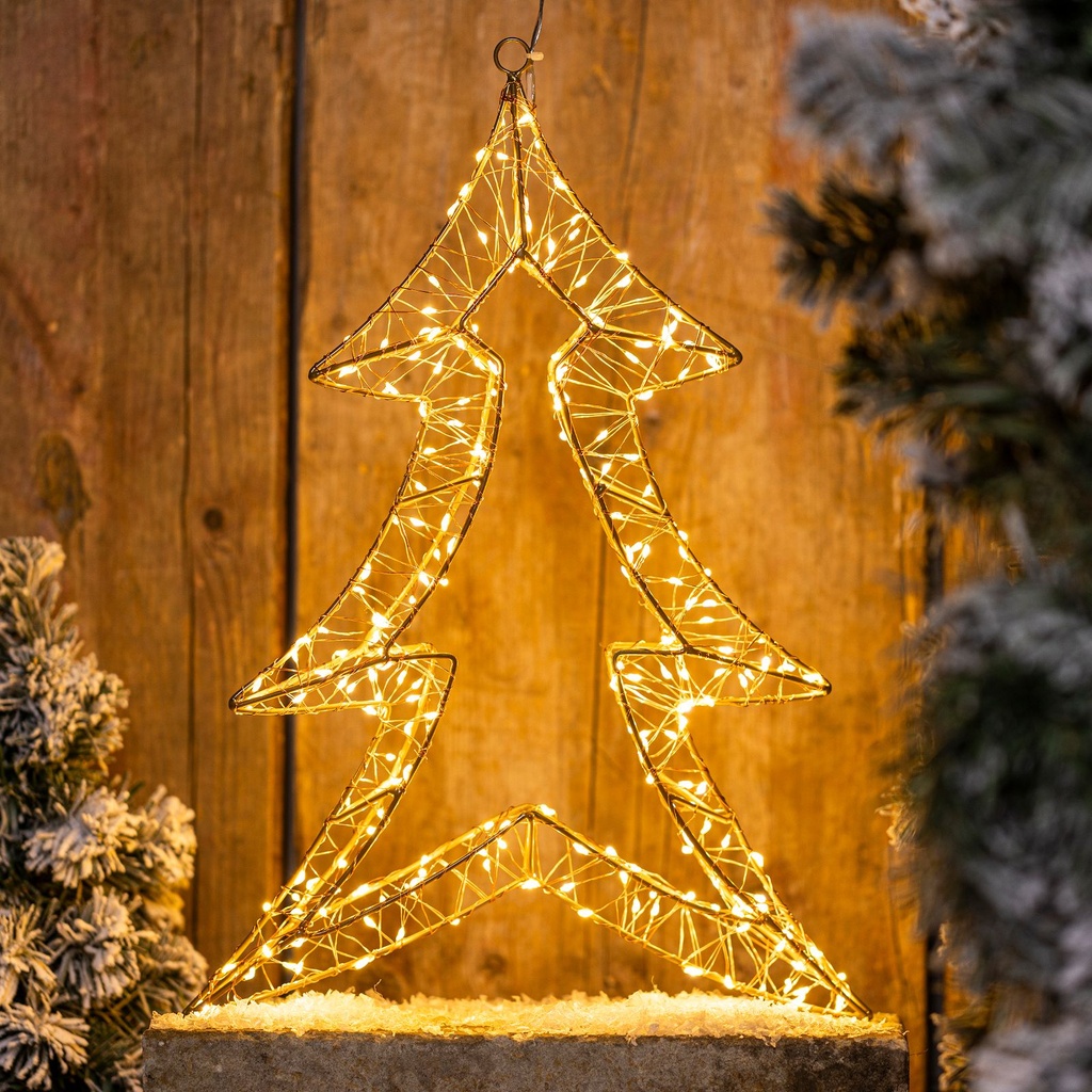 [18272] LED Metall Tannenbaum 240 warmweiße LEDs Innen Netzadapter IP44