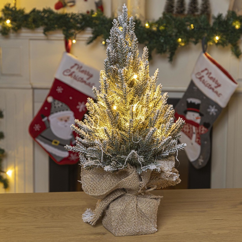 [18281] 20 LED Weihnachtsbaum warmweiß Timer Batteriebetrieb Schneeoptik 45 cm