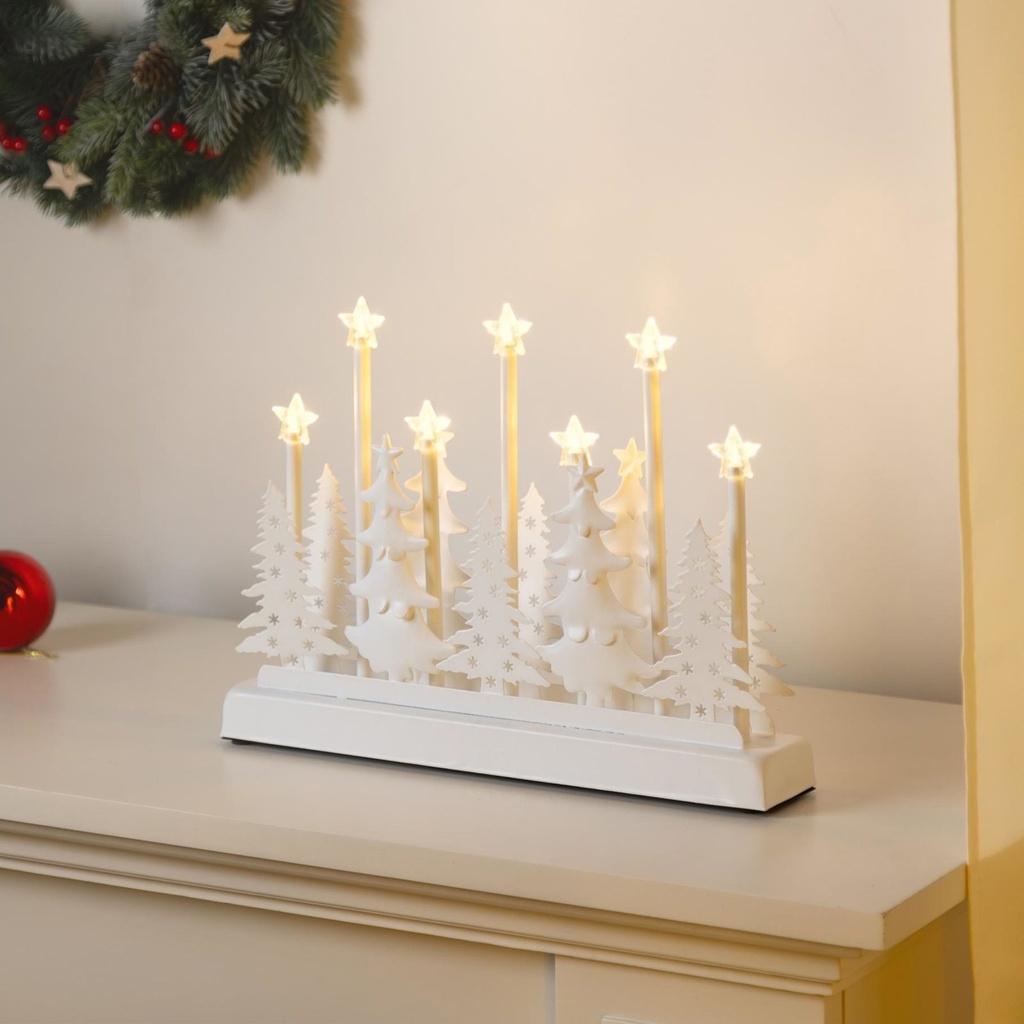 [18282] Beleuchtete Weihnachts Silhouette Metall Tannenbaum mit 7 LED Sternen