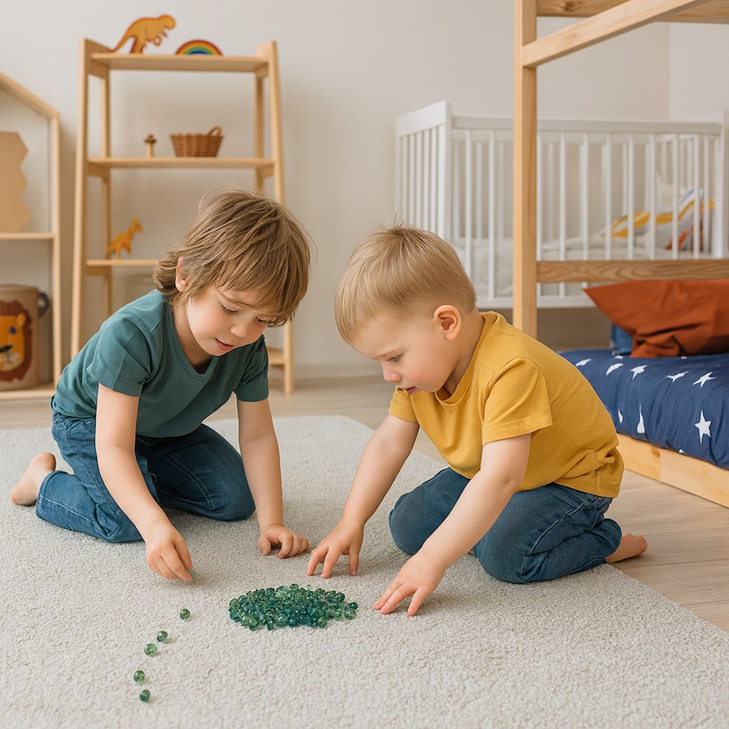 [18300] Murmelspiel Set 81-teilig – 80 kleine & 1 große Glasmurmel im Netz