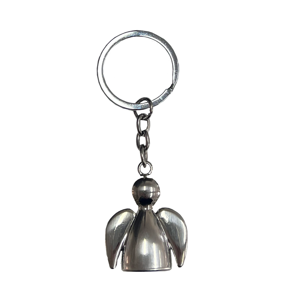[18305] Schlüsselanhänger Engel silber aus Metall gebürstet 8,5 cm