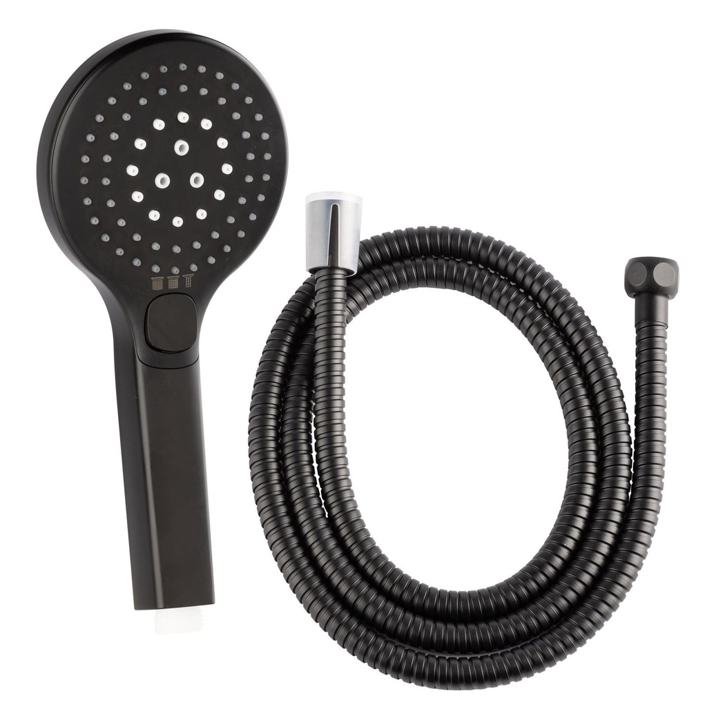 [18312] Duschkopf mit 3 Funktionen inkl. 150 cm Duschschlauch Schwarz