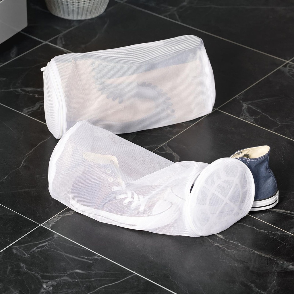 [18313] Wäschenetz für Schuhe 2er Set weiß aus Polyester Ø18x38cm